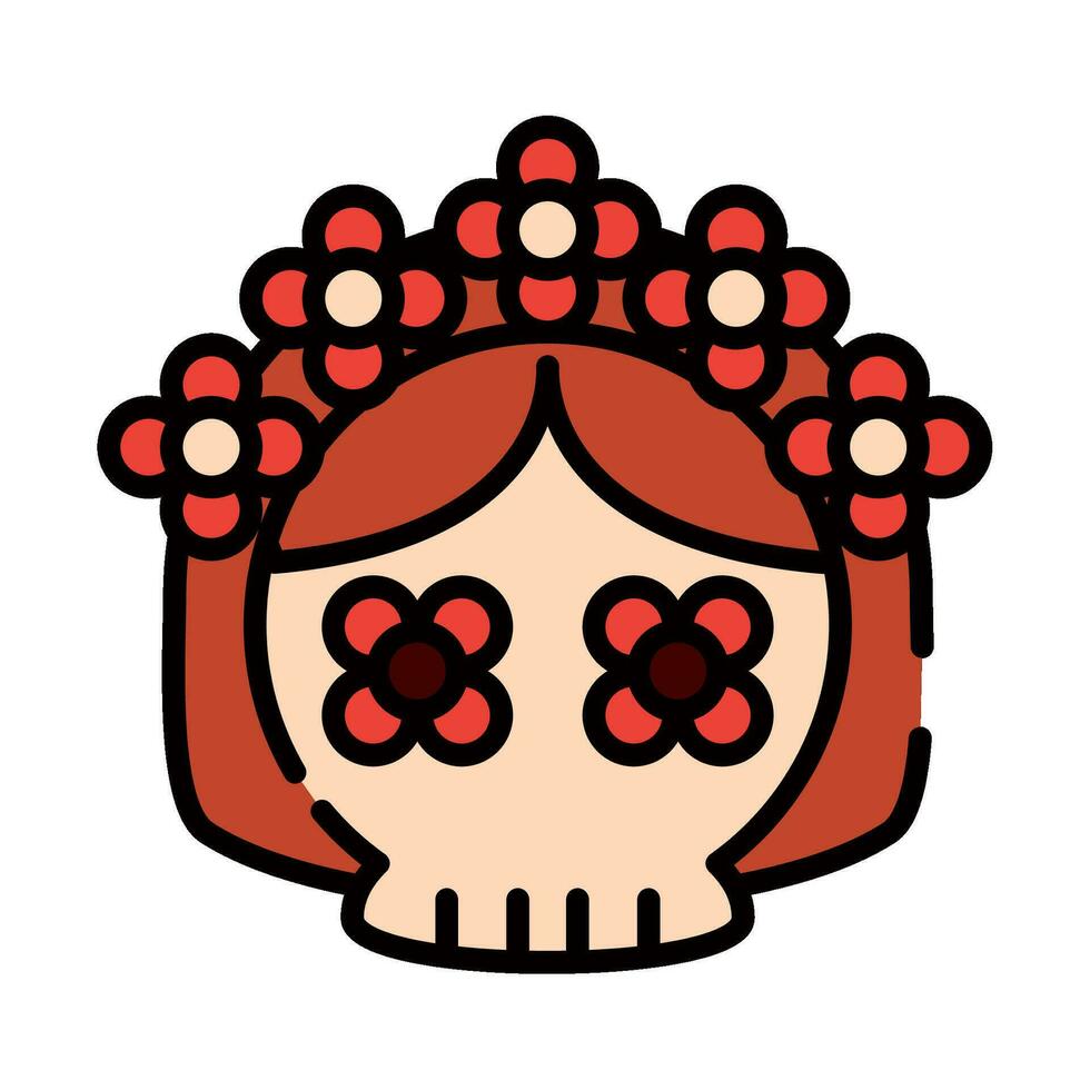mexican catrina icon isolated design vector