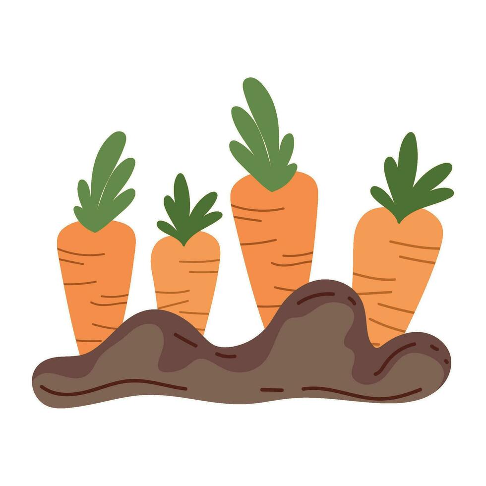 vegetales jardinería zanahorias icono aislado vector