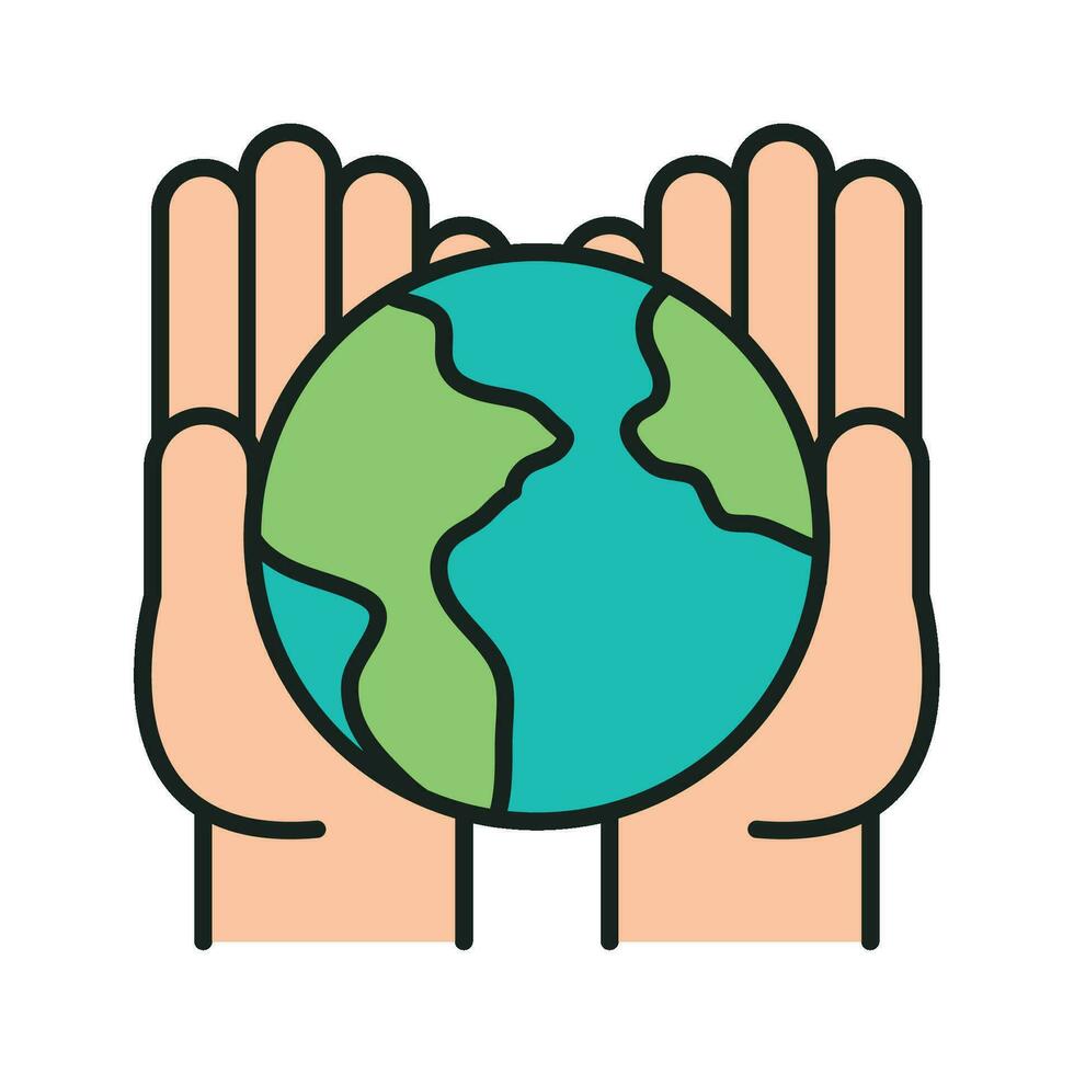 hands with planet icon isolated vector
