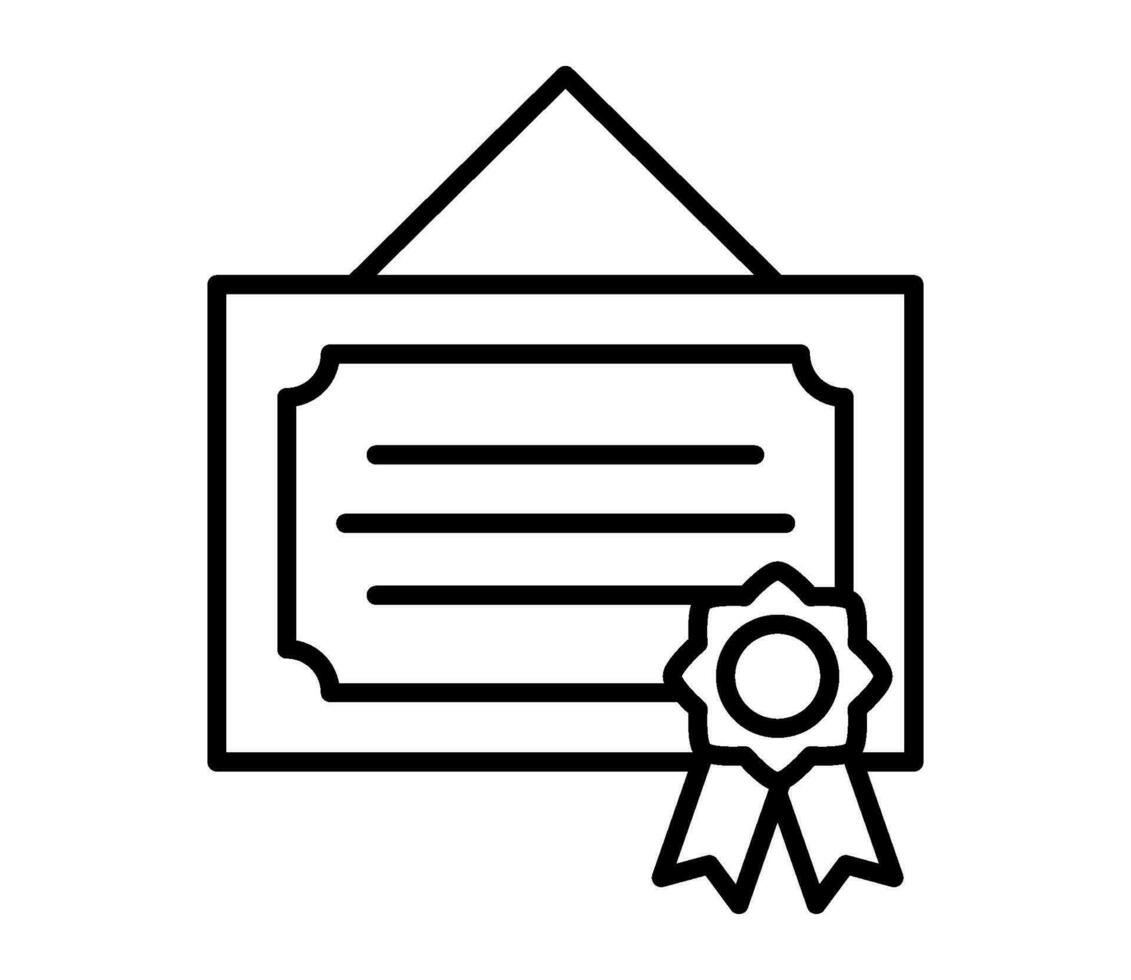 framed certificate line icon isolated design vector