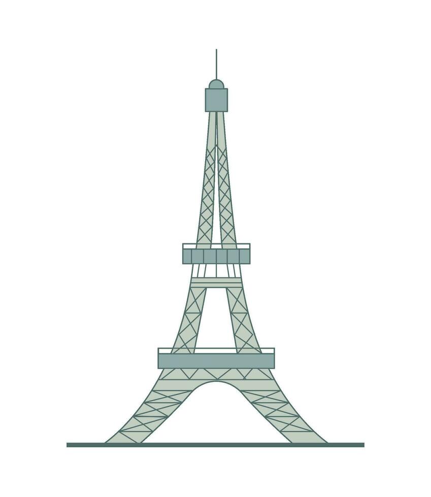 famoso punto de referencia eiffel torre icono aislado vector