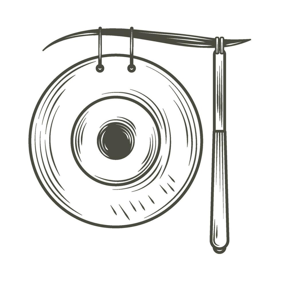 gong musical instrument icon isolated vector