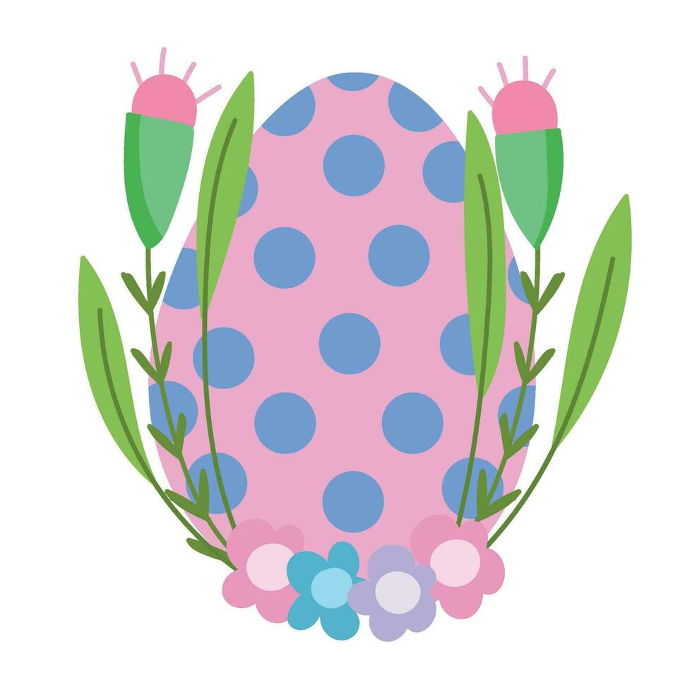 easter egg flowers isolated icon vector