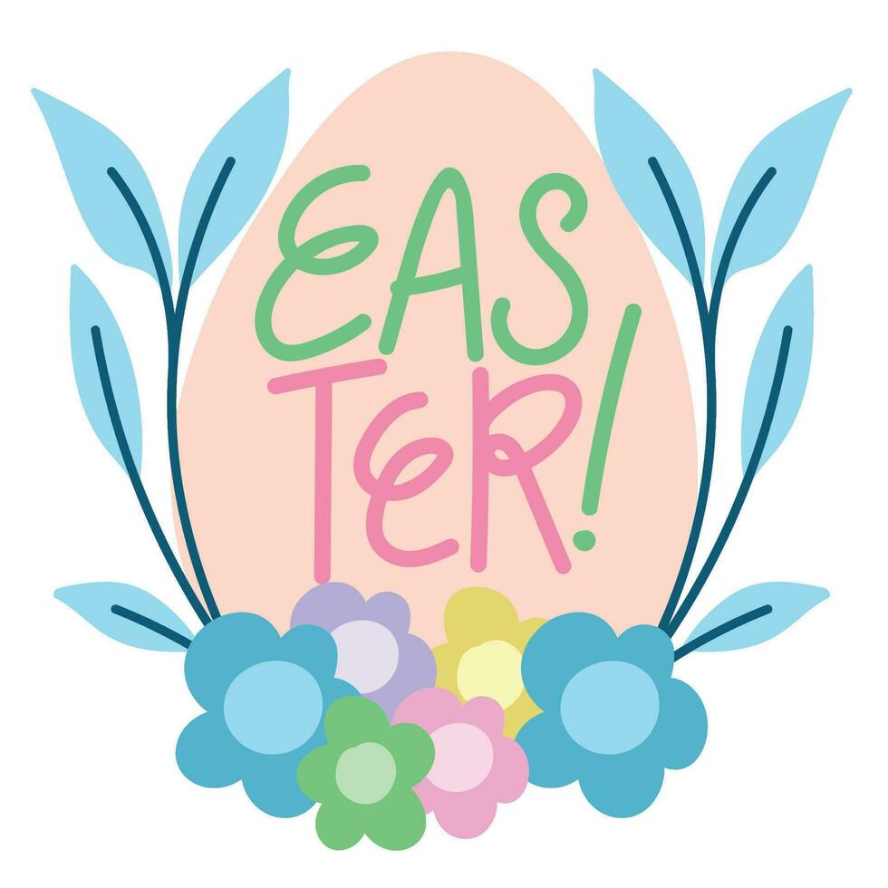 easter egg and flowers isolated icon vector