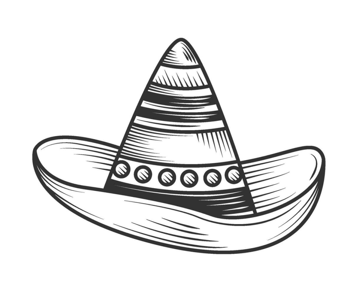 mexicano tradicional sombrero icono aislado vector