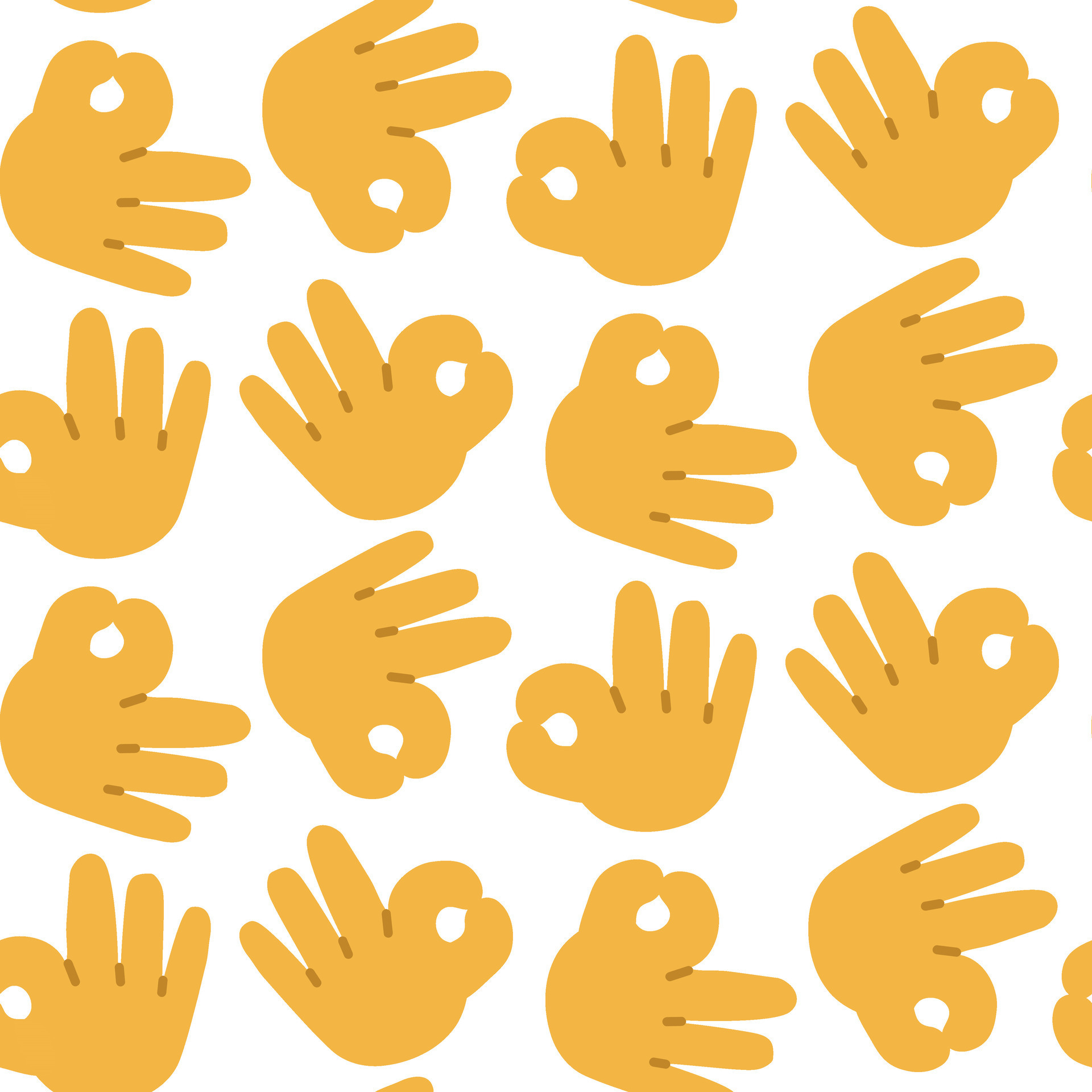 Seamless pattern with ok sign, raised two fingers in a ring. Okay