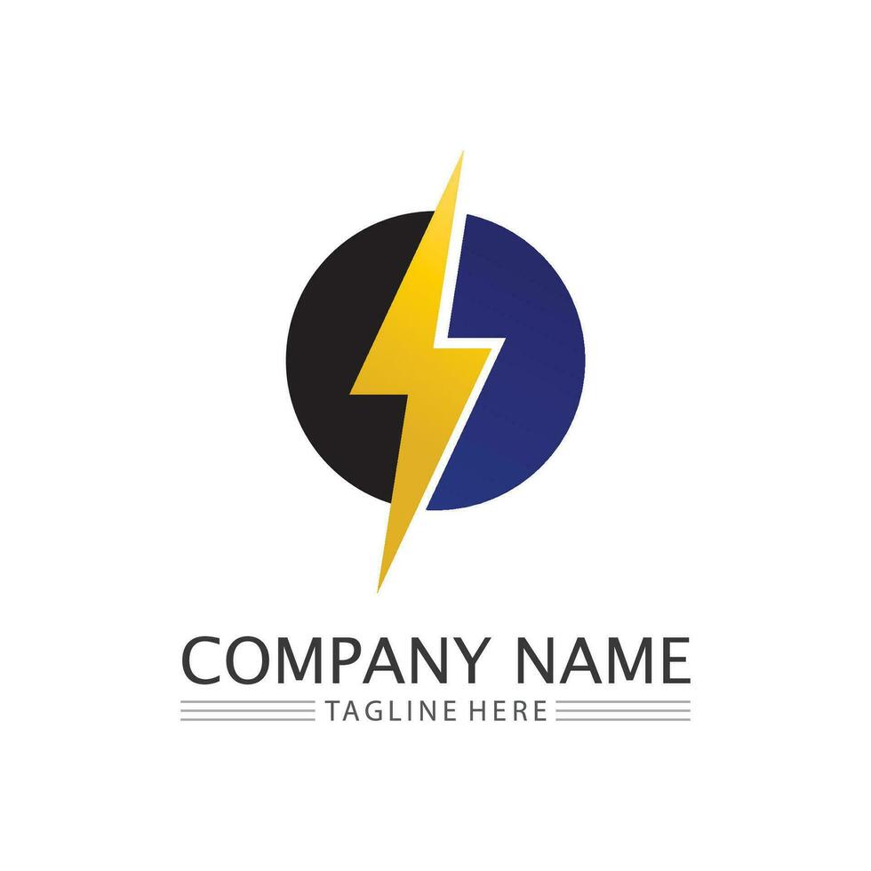 the power vector, flash ogo and thunderbolt and icon electricity illustration template design vector