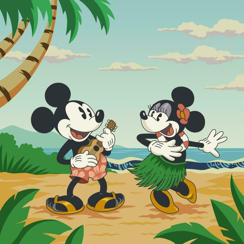 Cute Mice Dancing and Play Guitar vector