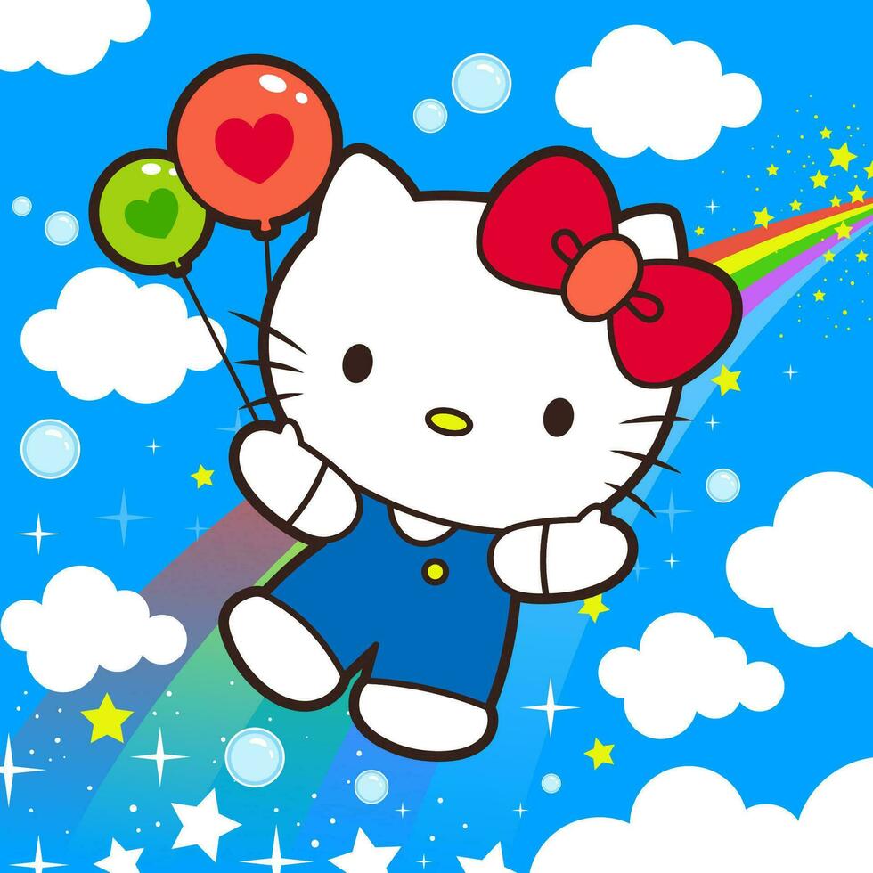 Cute Cat Slide on Rainbow vector