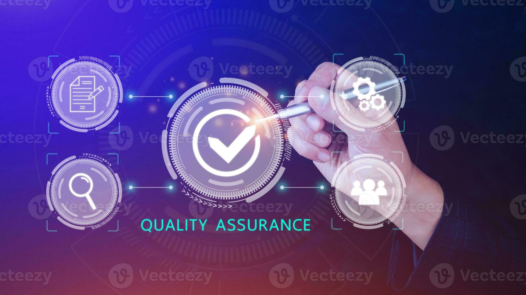 Quality Assurance Control Standards, Standards and Certification Concepts, Guaranteed Quality Guaranteed Service Standard Internet Technology Business Concept. photo