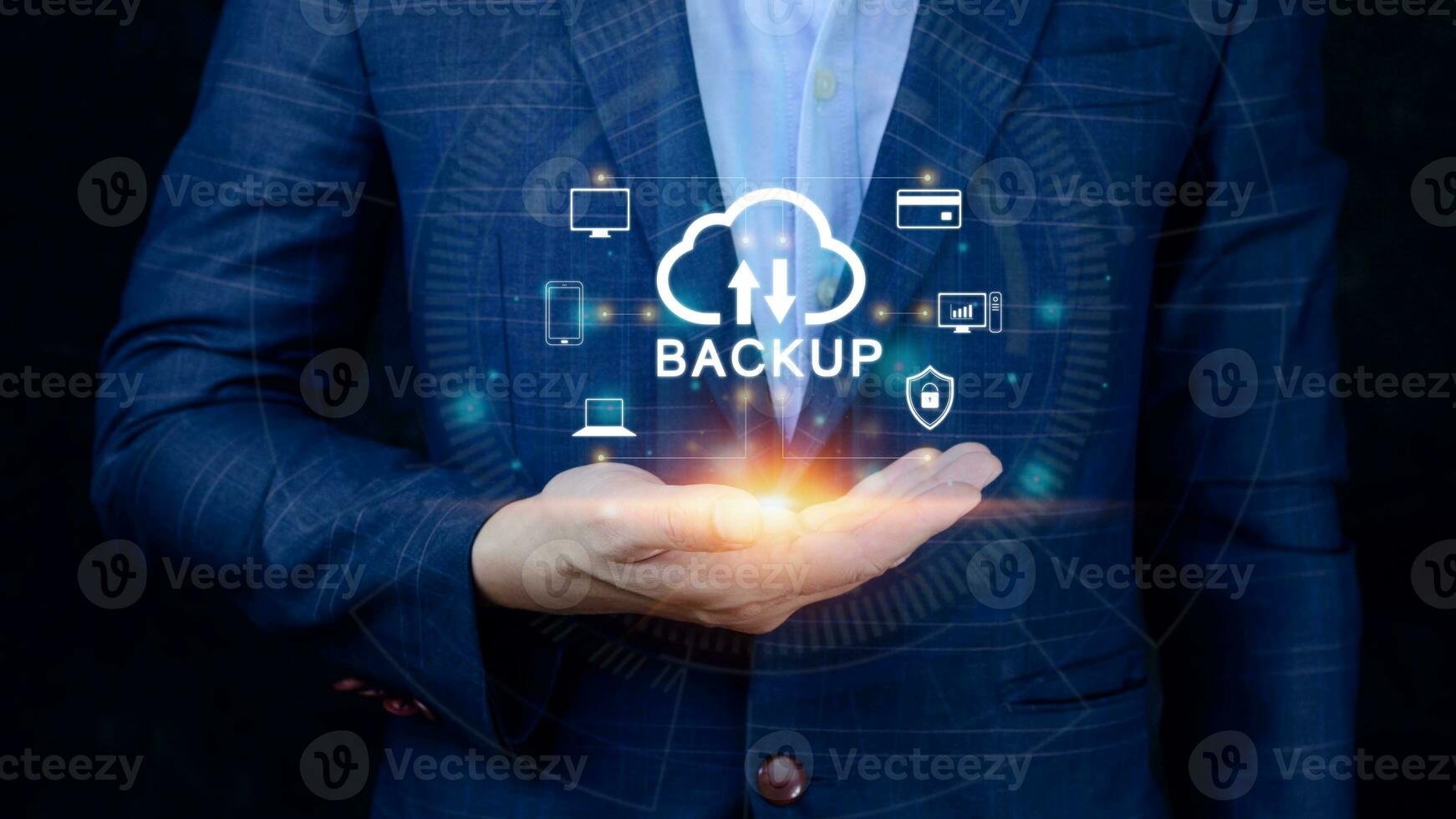 Internet data storage backup, technology business concept, Cloud technology, Data storage, Networking and internet service concept. photo