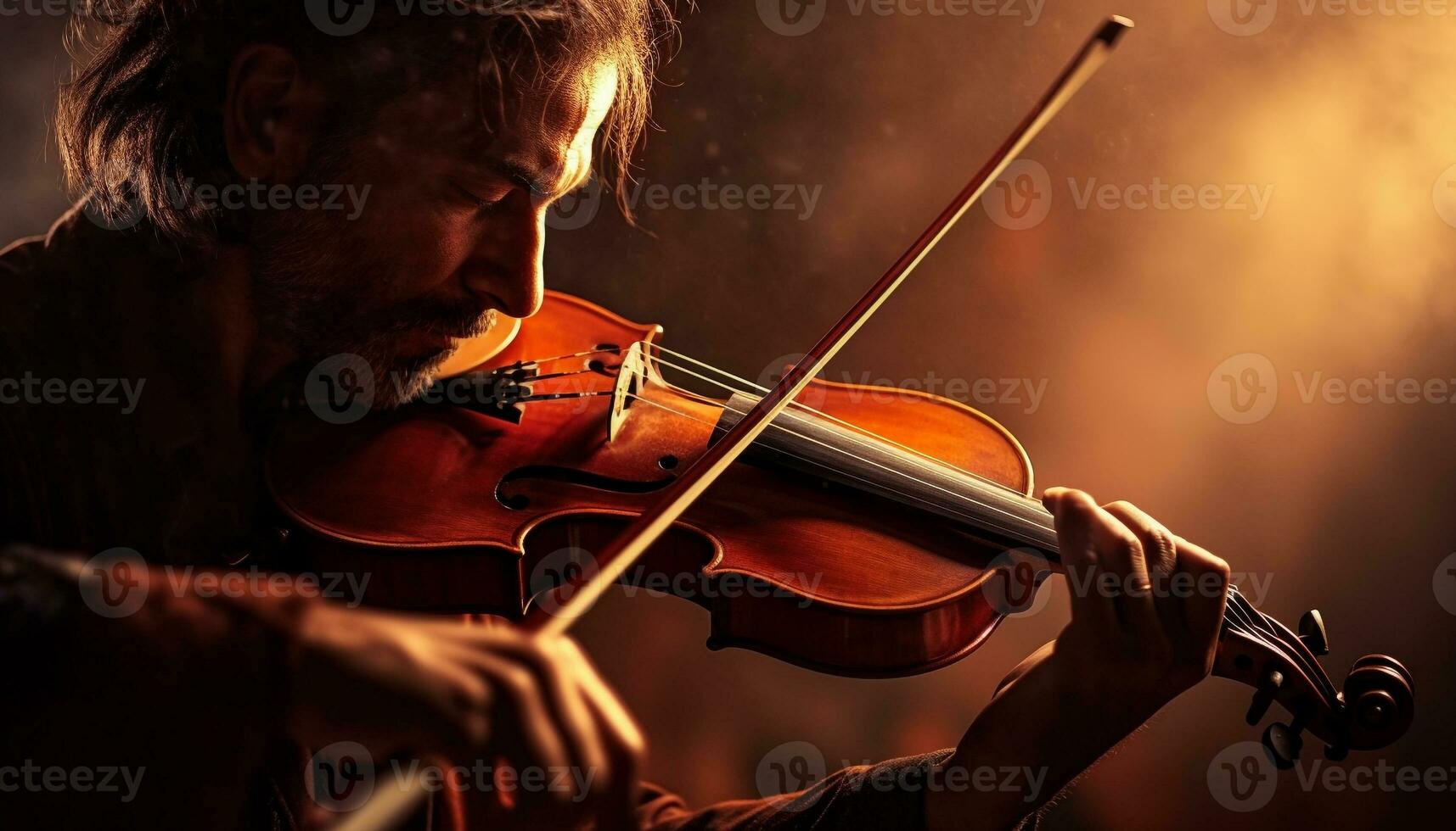 el experto violinista concentración lleno el actuación espacio con clásico música generado por ai foto