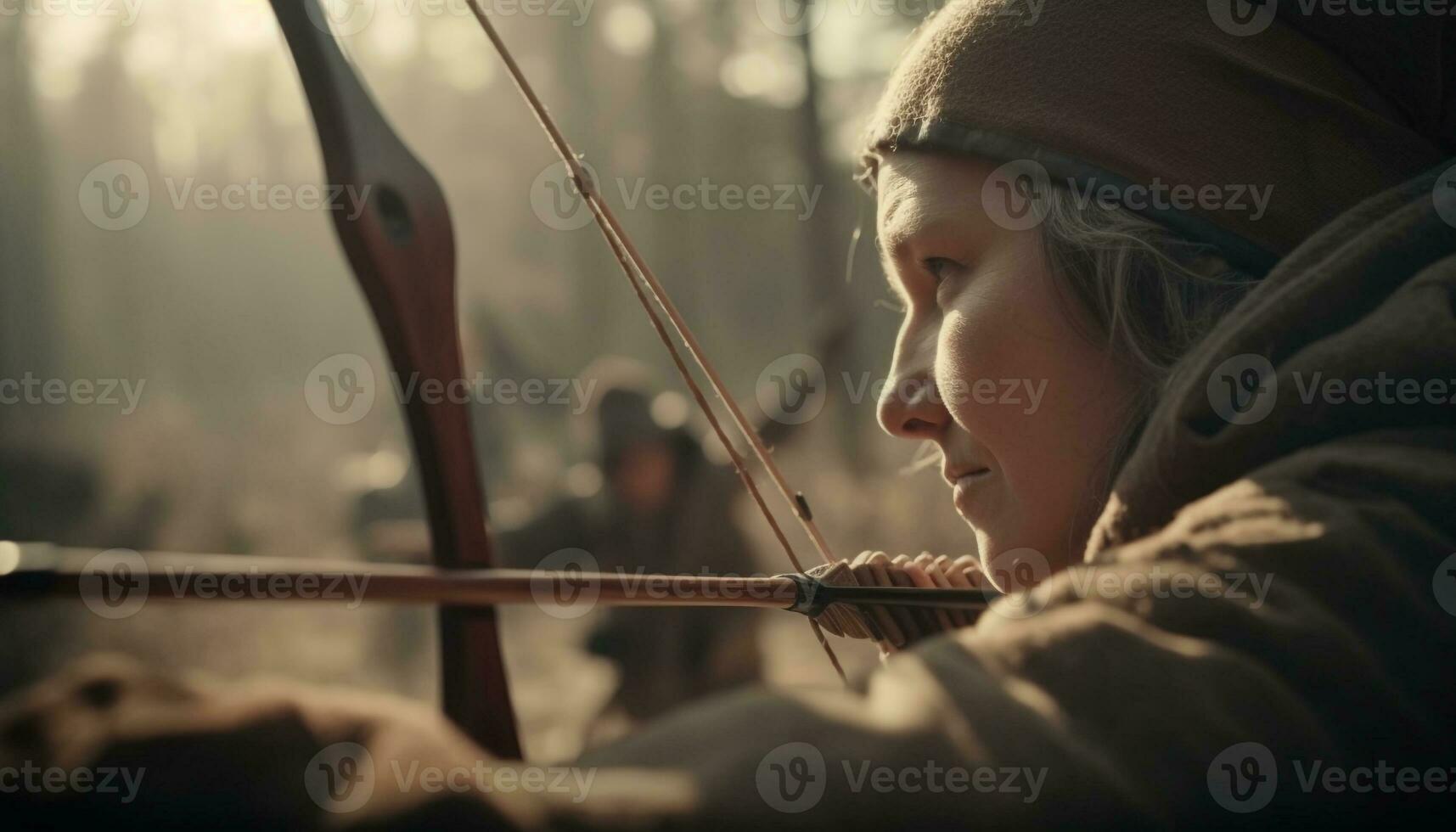 Niños y muchachas jugando musical instrumentos en el otoño bosque generado por ai foto