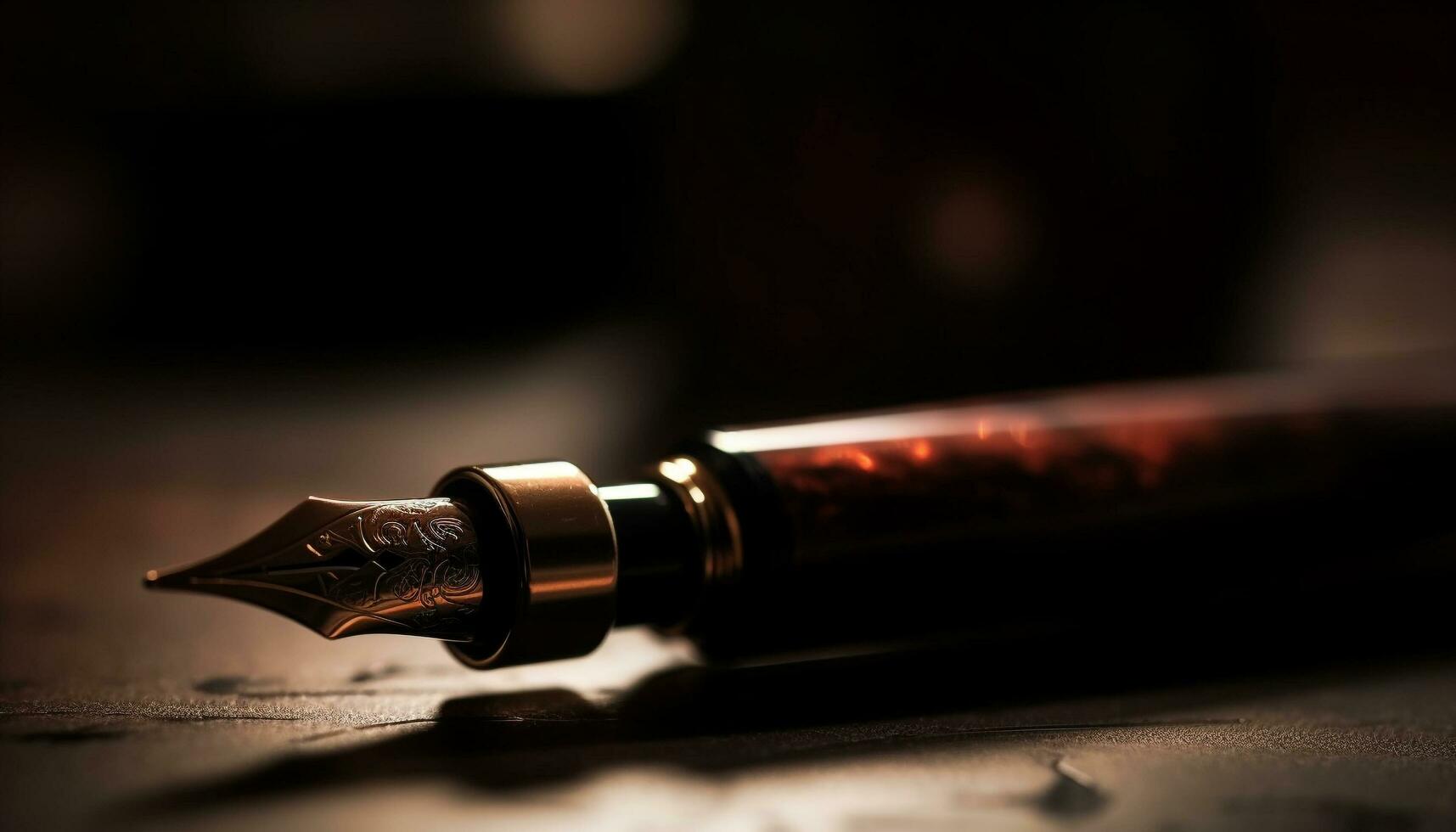 Antique quill pen on paper exudes elegance and luxury generated by AI photo