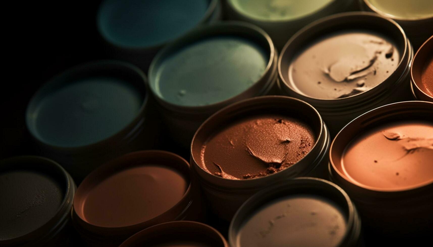 un vibrante colección de belleza productos en multi de colores contenedores generado por ai foto