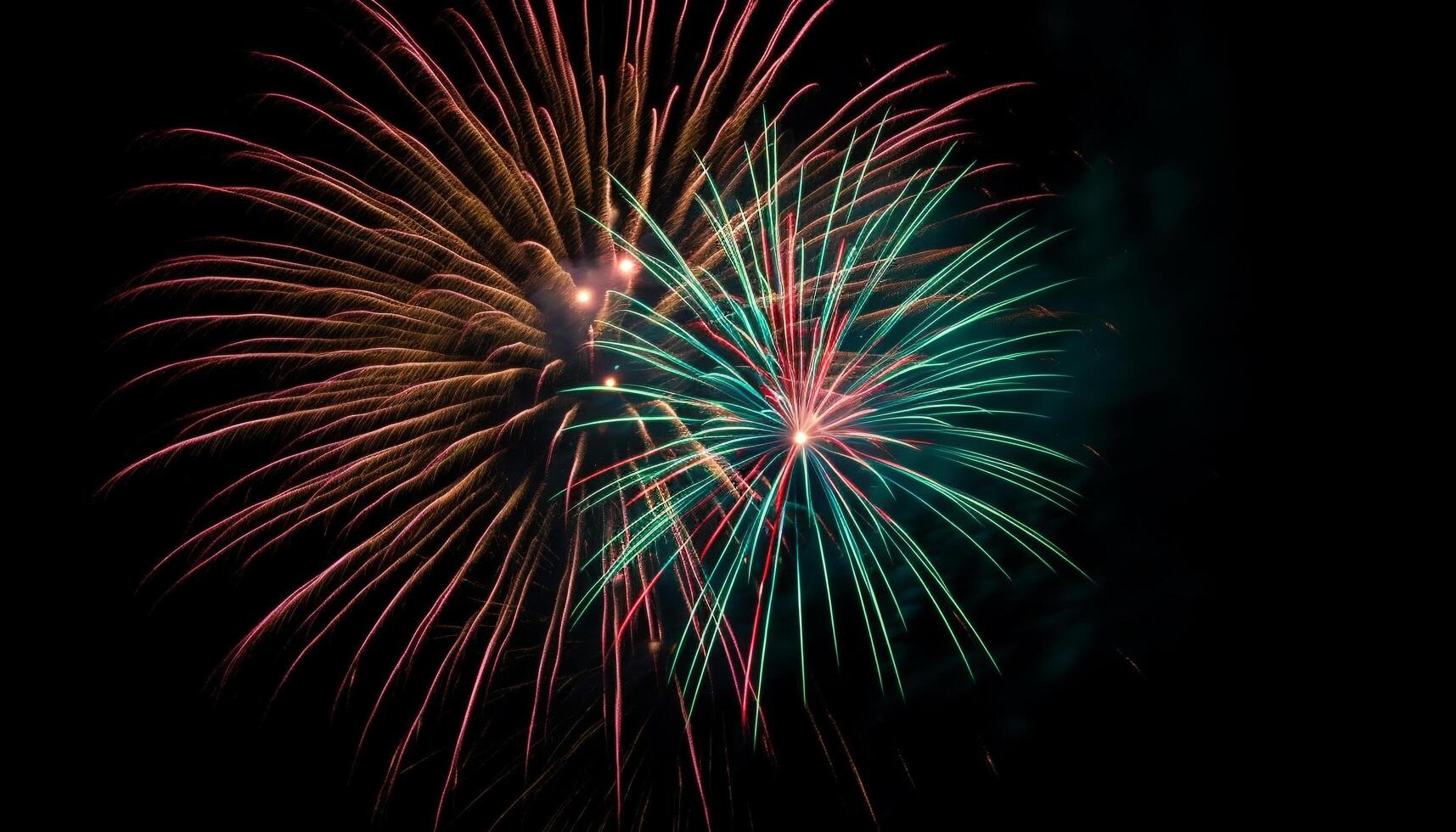 Fourth of July celebration exploding fireworks display in vibrant colors generated by AI photo