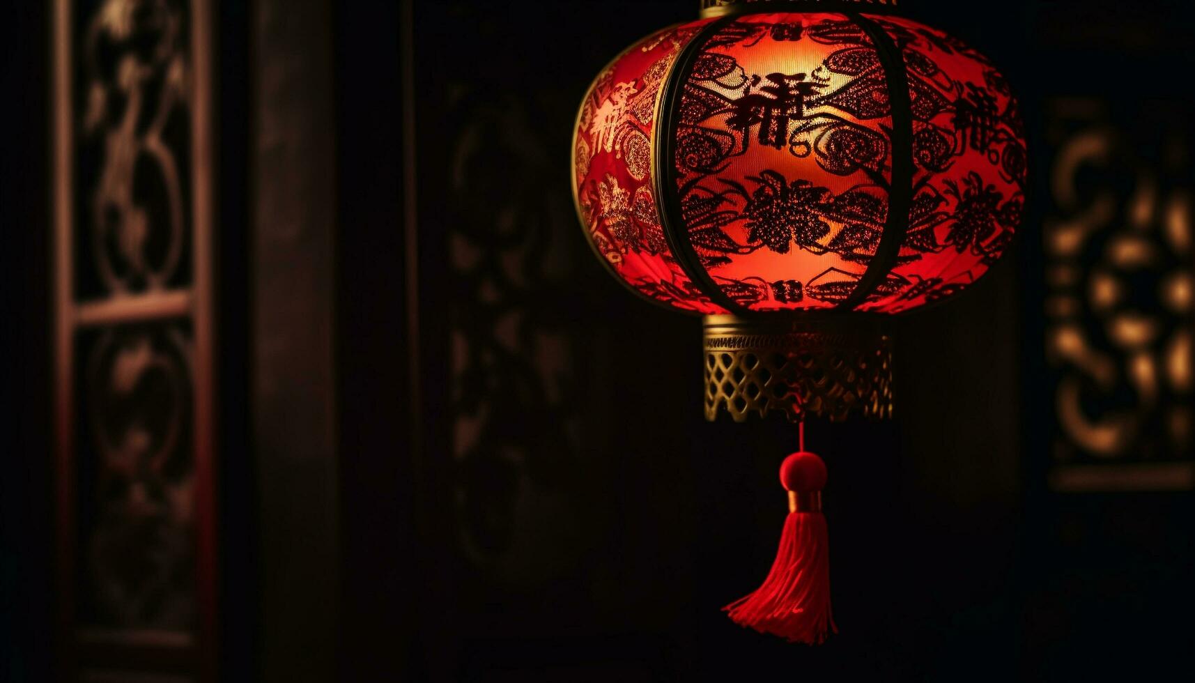 The illuminated paper lantern, a symbol of Chinese culture generated by AI photo
