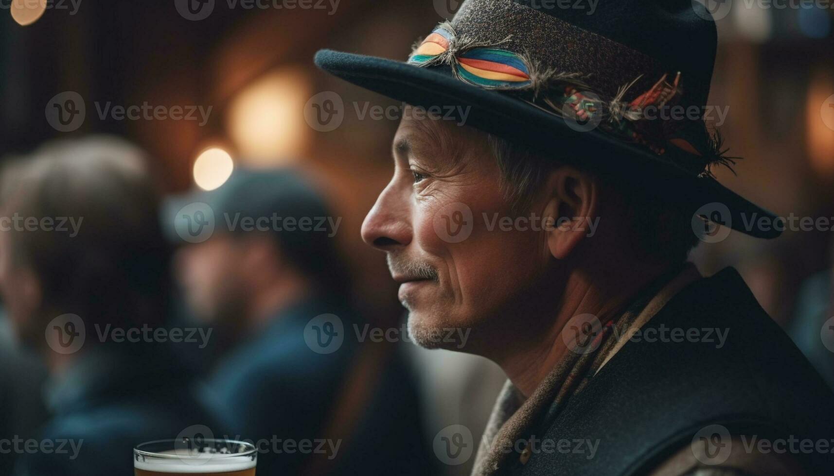 A group of adults enjoying a musician performance at night generated by AI photo