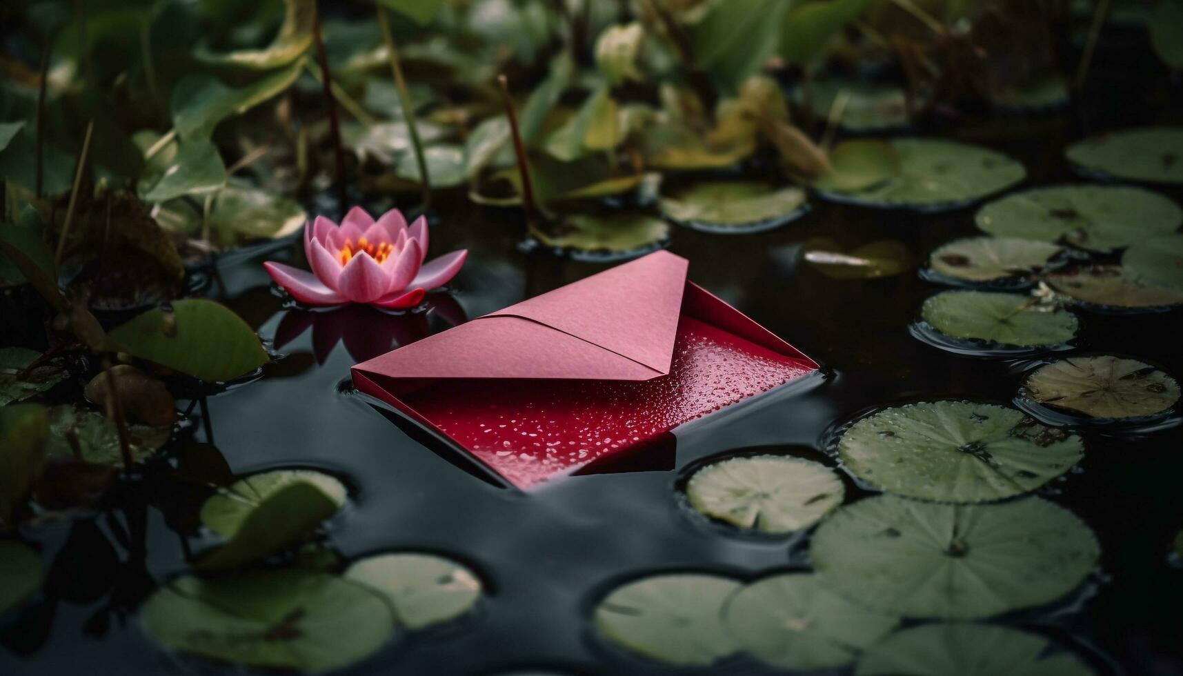 The pink lotus symbolizes love and romance in Chinese culture generated by AI photo