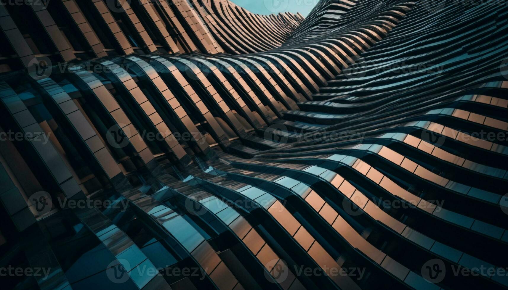 el futurista espiral construido estructura refleja multi de colores patrones al aire libre generado por ai foto