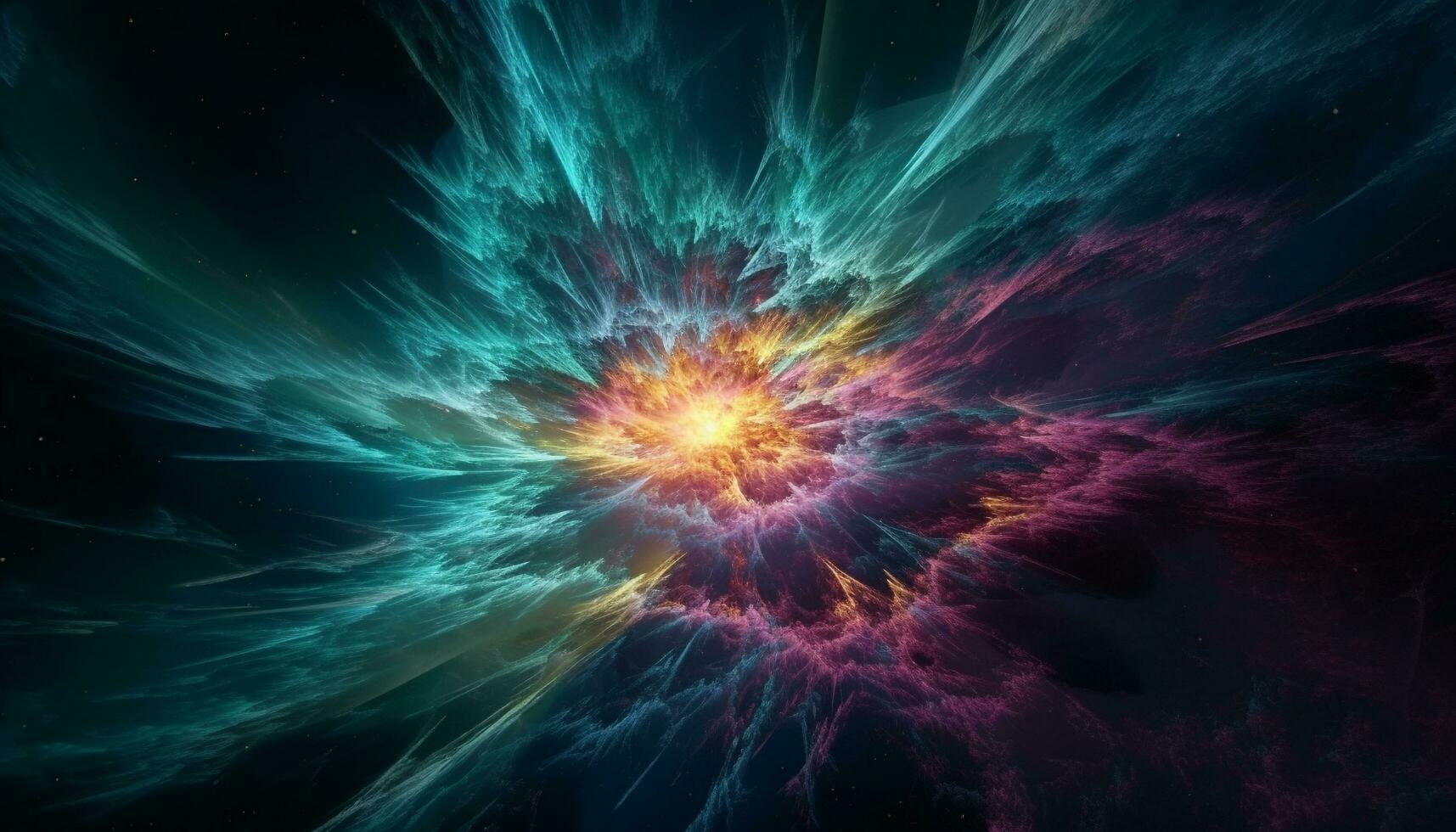 Abstract spiral wave exploding in deep space, sparking imagination generated by AI photo