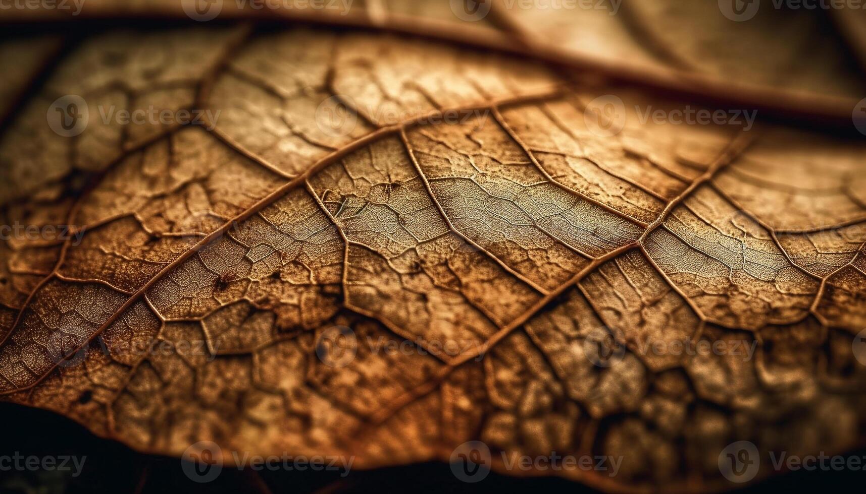 Vibrant autumn leaf vein pattern on dried plant backdrop generated by AI photo