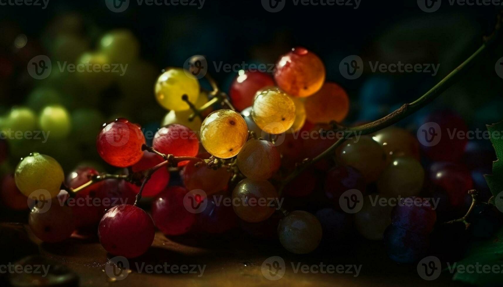 jugoso uva racimos en viñedo sucursales, Perfecto para vinificación generado por ai foto