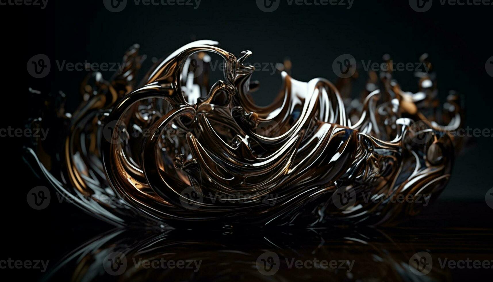 Abstract reflection of elegant antique metal craft in black background generated by AI photo