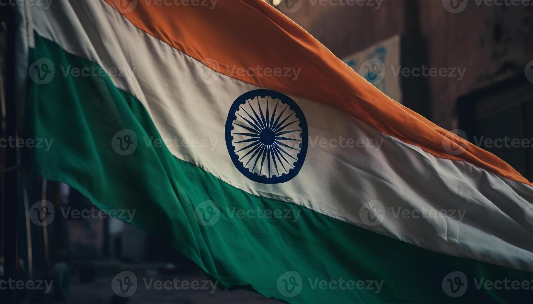 The Indian flag waving proudly, a symbol of patriotism and pride generated by AI photo