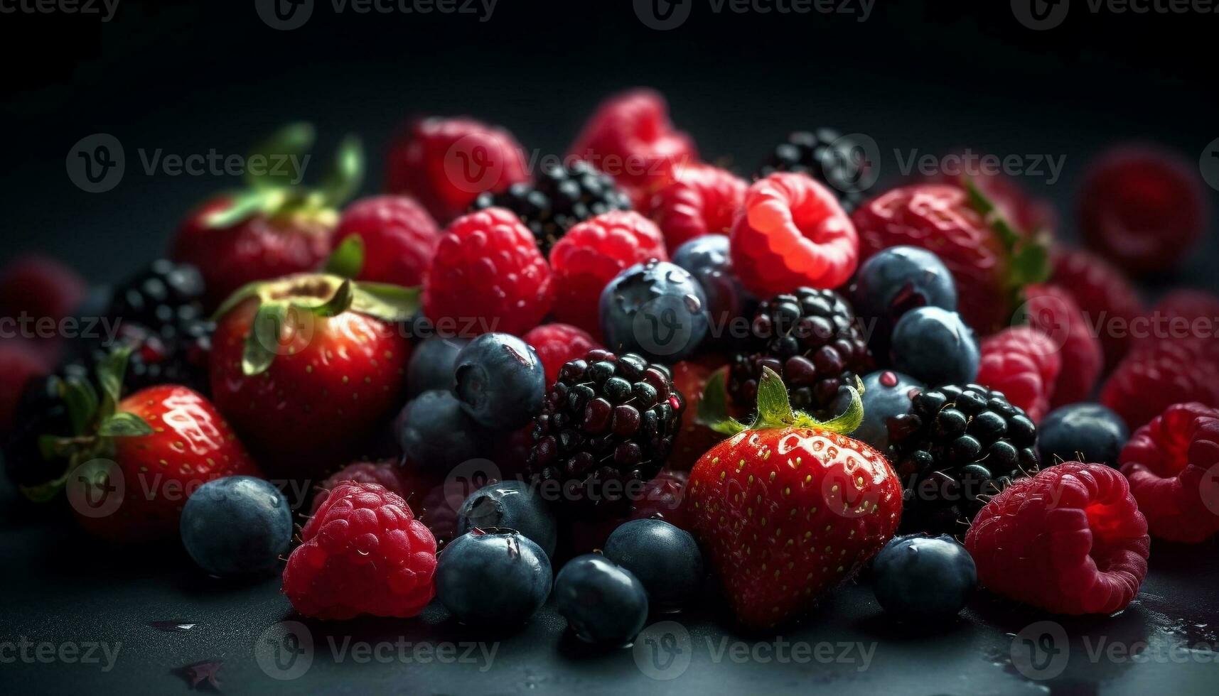 Fresh organic berry dessert a sweet, juicy summer refreshment meal generated by AI photo