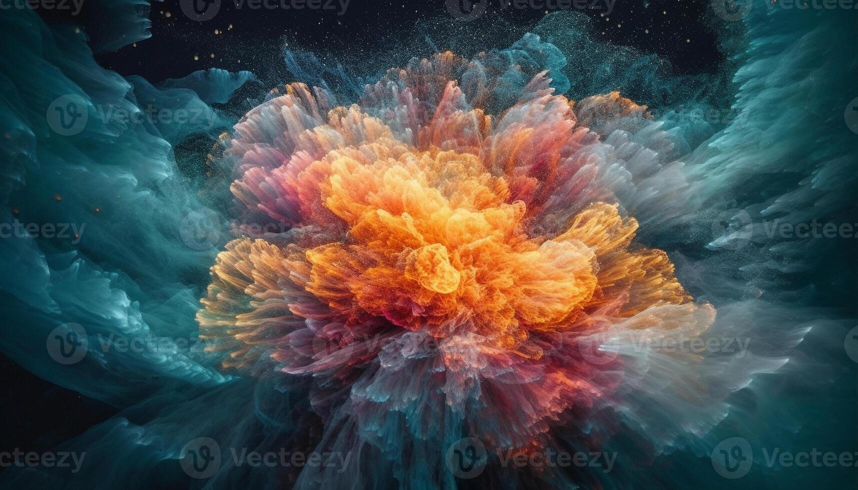 Fantasy animal glows in multi colored galaxy backdrop, a digital creation generated by AI photo