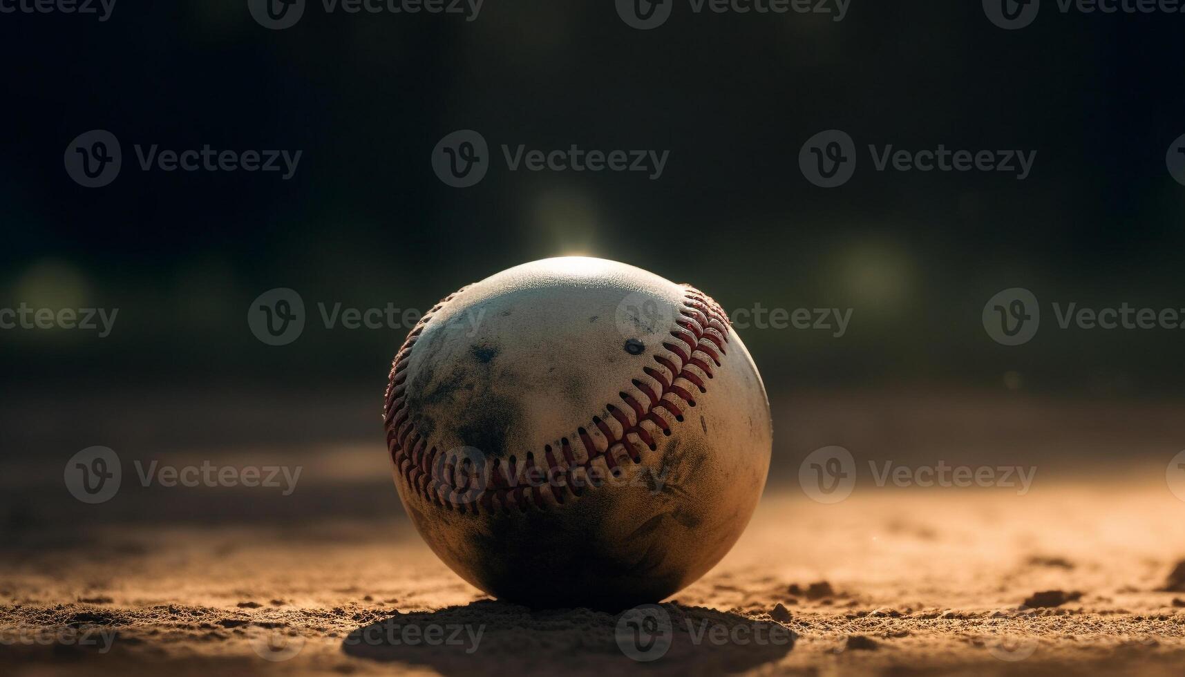 Baseball bat hits ball, igniting flame in competitive sport dusk generated by AI photo