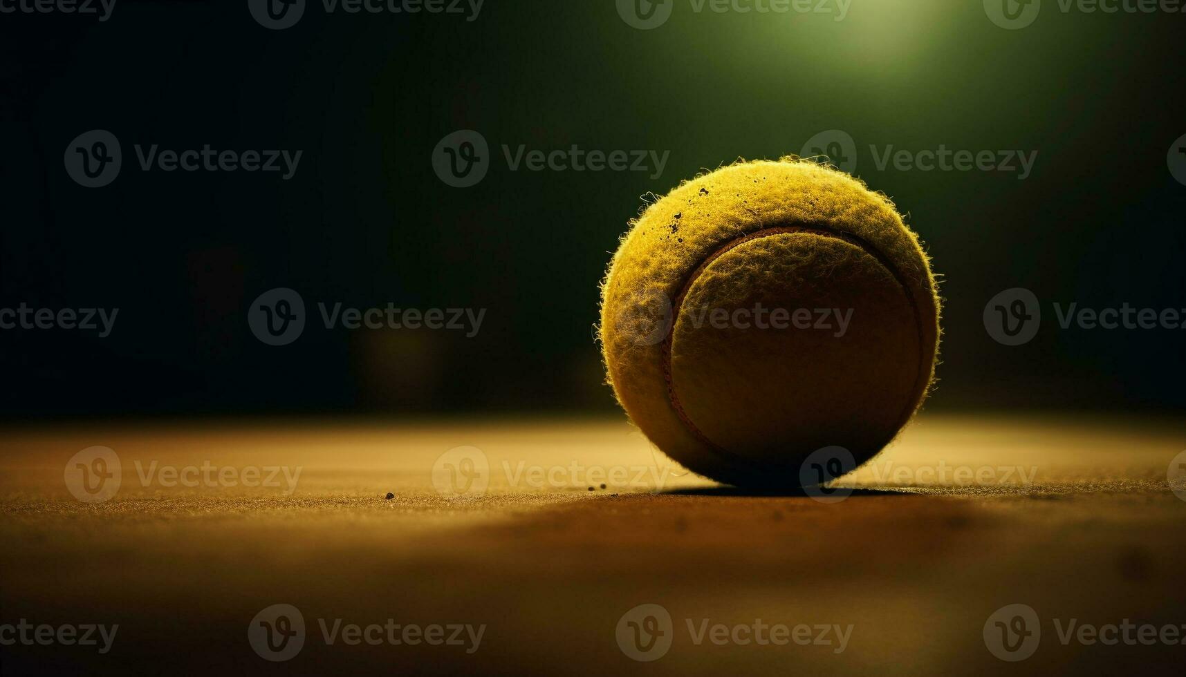 Yellow tennis ball competes on black background, motion blurred generated by AI photo