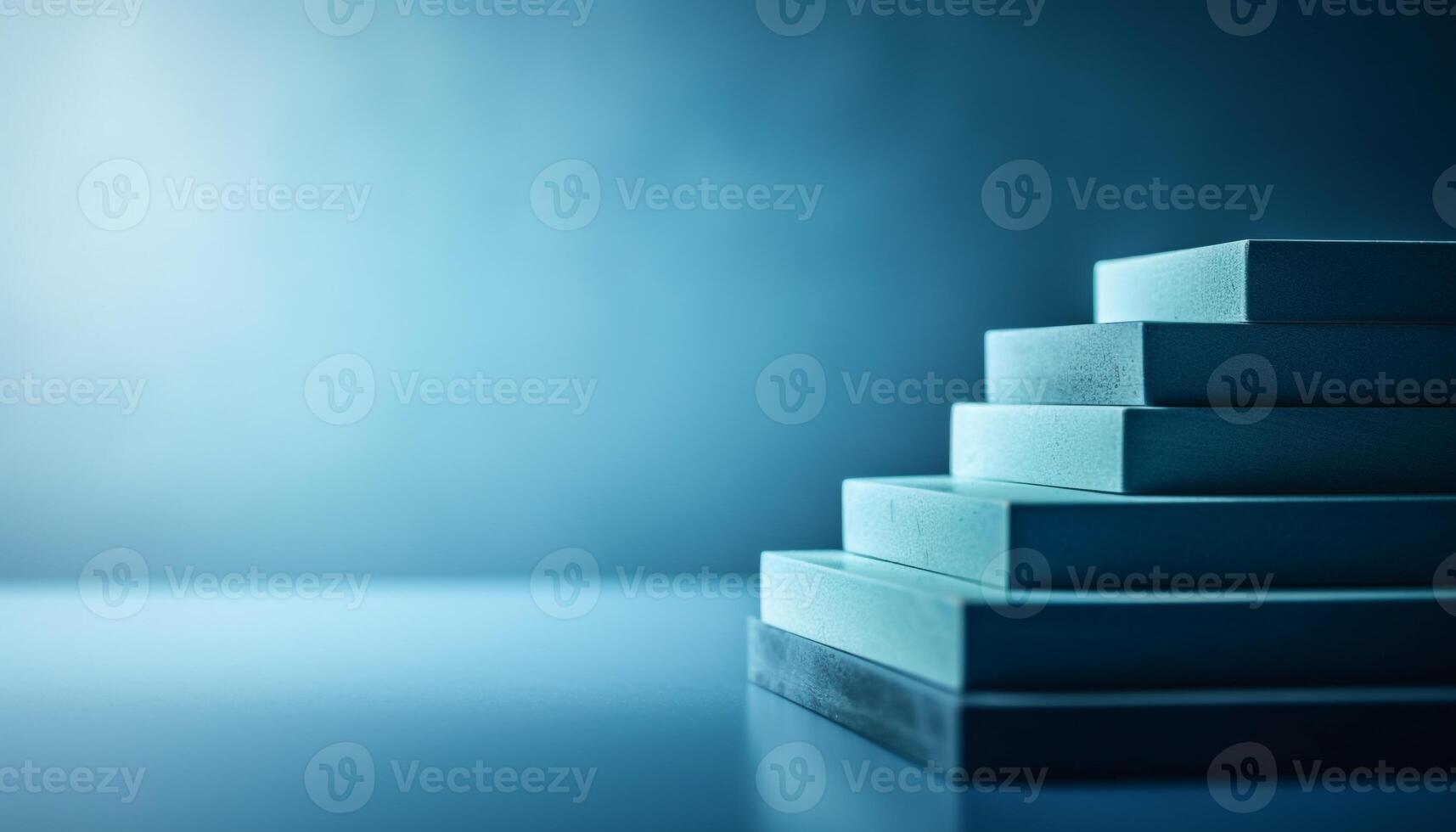 Success shines on the illuminated blue staircase of progress generated by AI photo