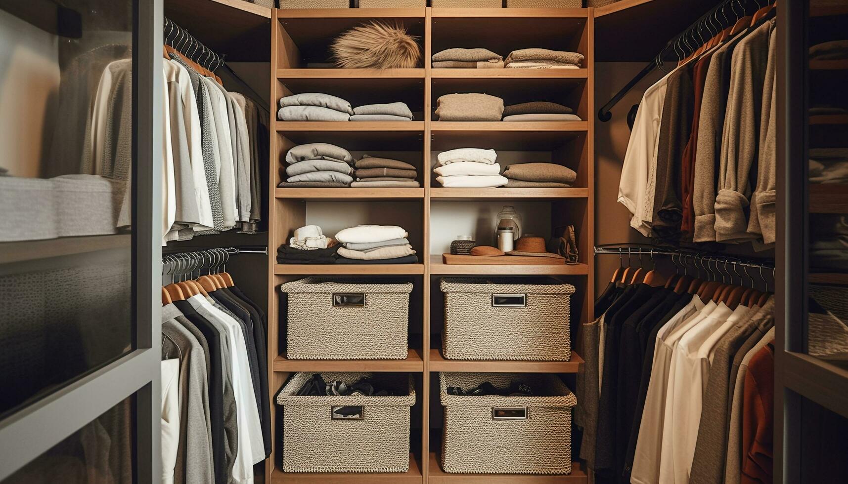 elegante moderno Moda colección colgando en un lujoso ropa Tienda generado por ai foto