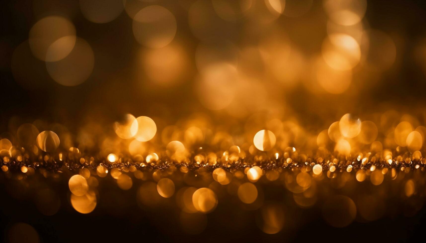 Brightly lit candle illuminates celebration with gold reflections and glitter generated by AI photo