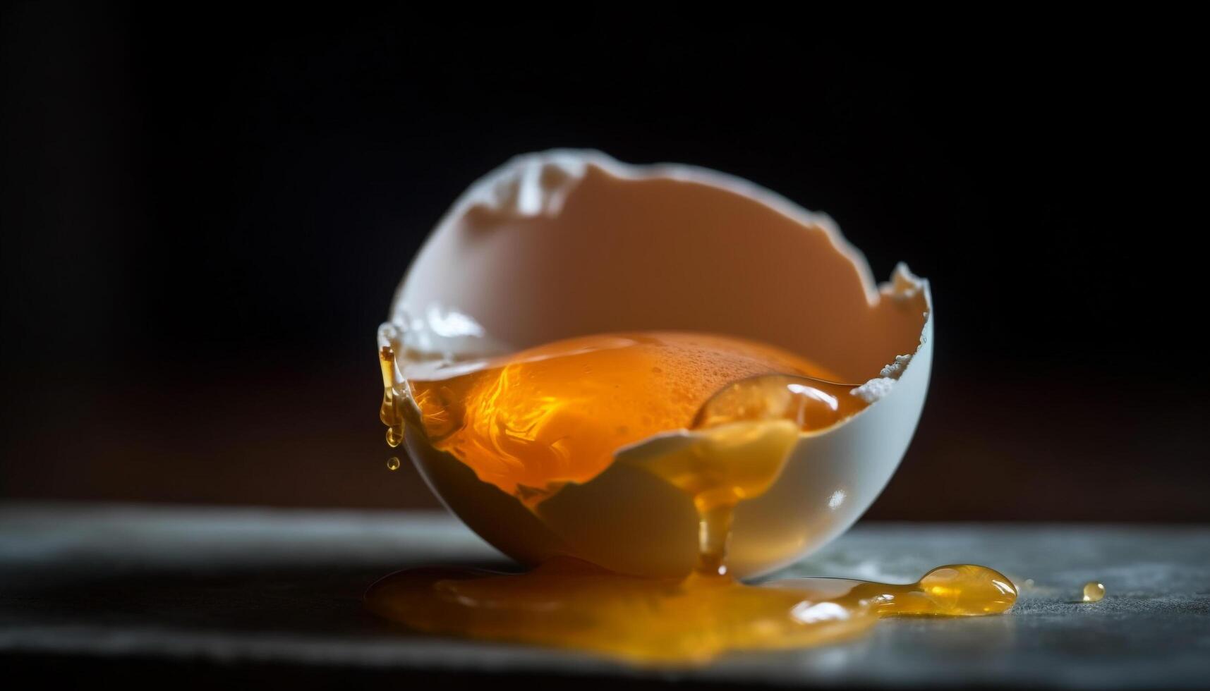 Fresh organic egg yolk drops onto gourmet honey spoon generated by AI photo