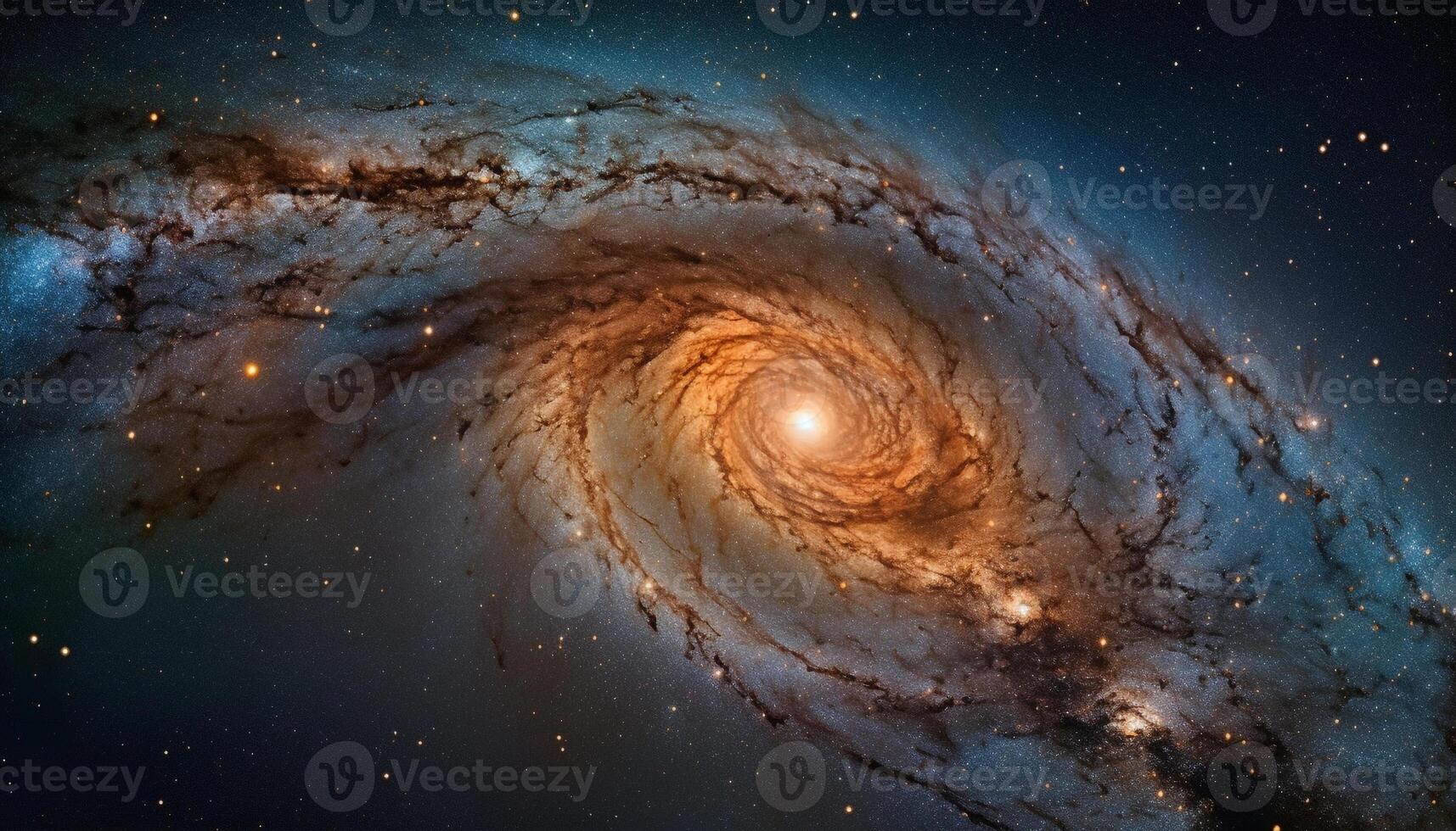 Exploding supernova illuminates galaxy starry night sky in abstract design generated by AI photo
