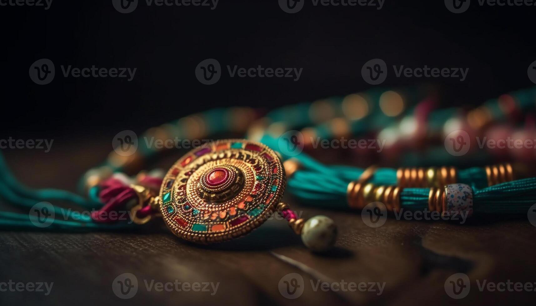 A stunning multi colored bead necklace exudes elegance and beauty generated by AI photo