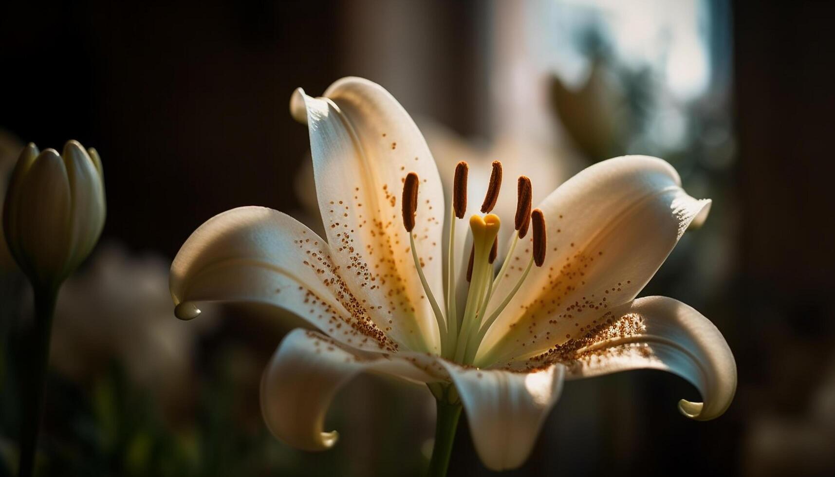 The delicate pink orchid with dew drop exudes elegance indoors generated by AI photo