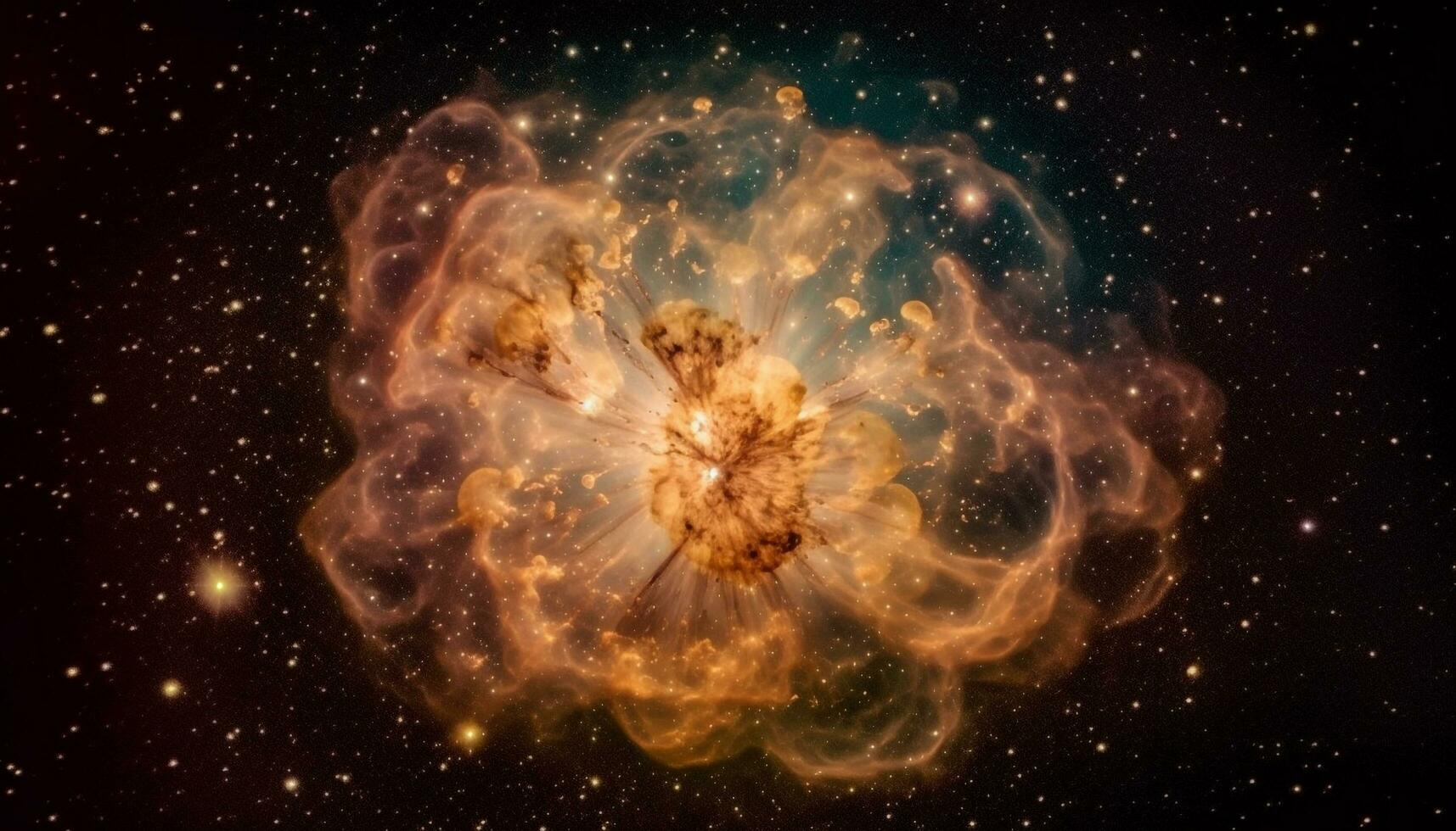 Supernova explosion creates abstract galaxy in fiery natural phenomenon generated by AI photo