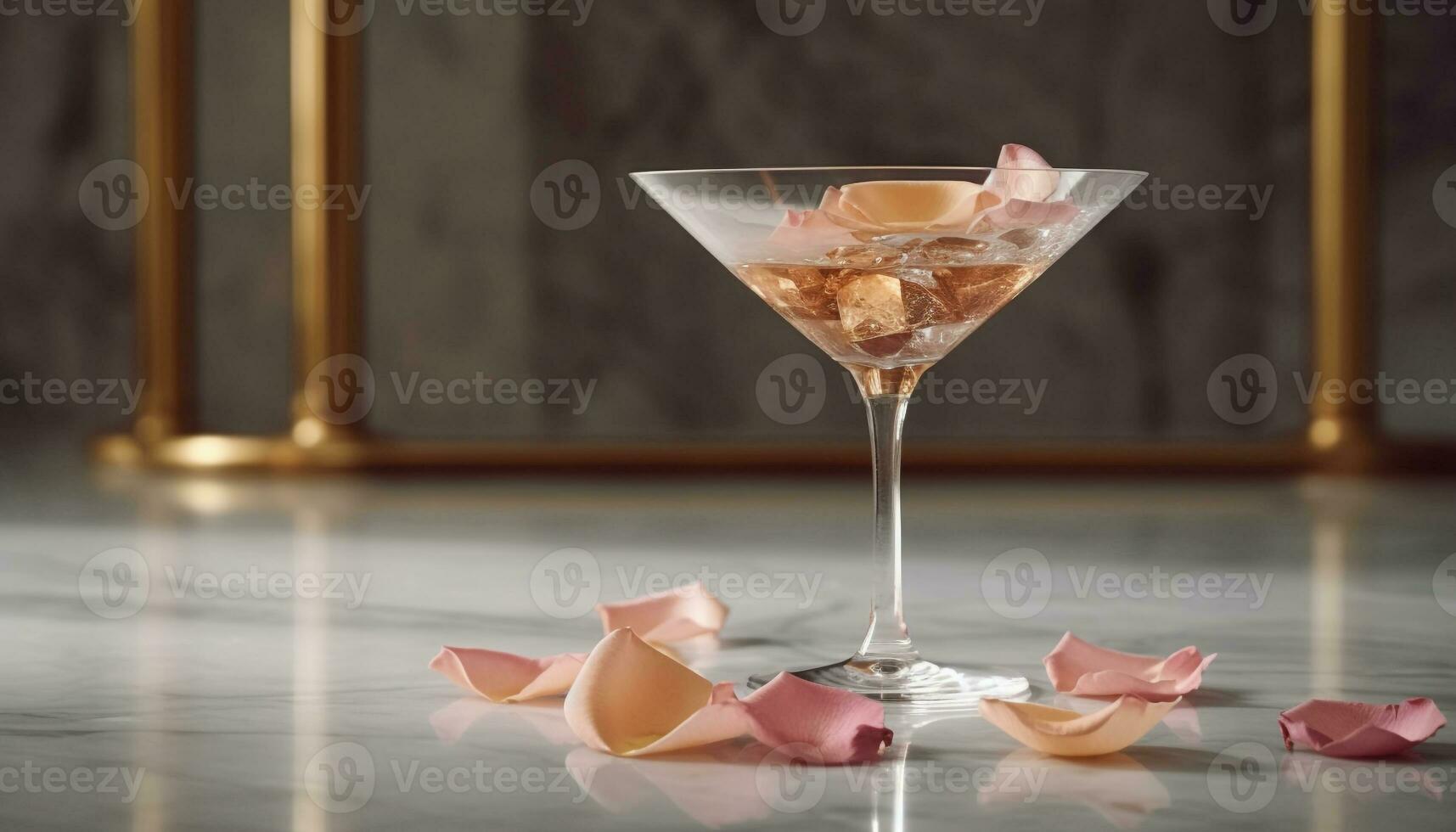un lujoso cóctel con Fruta y hielo en un de madera mesa generado por ai foto