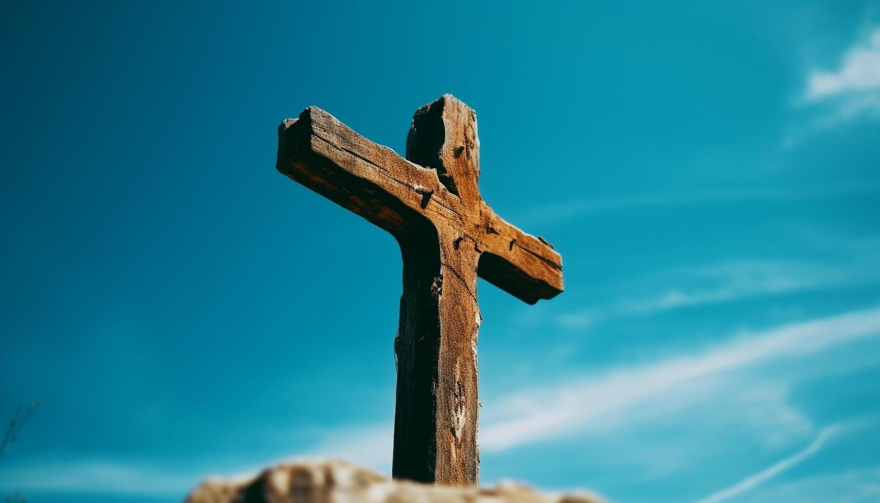 The old wooden cross symbolizes and salvation in