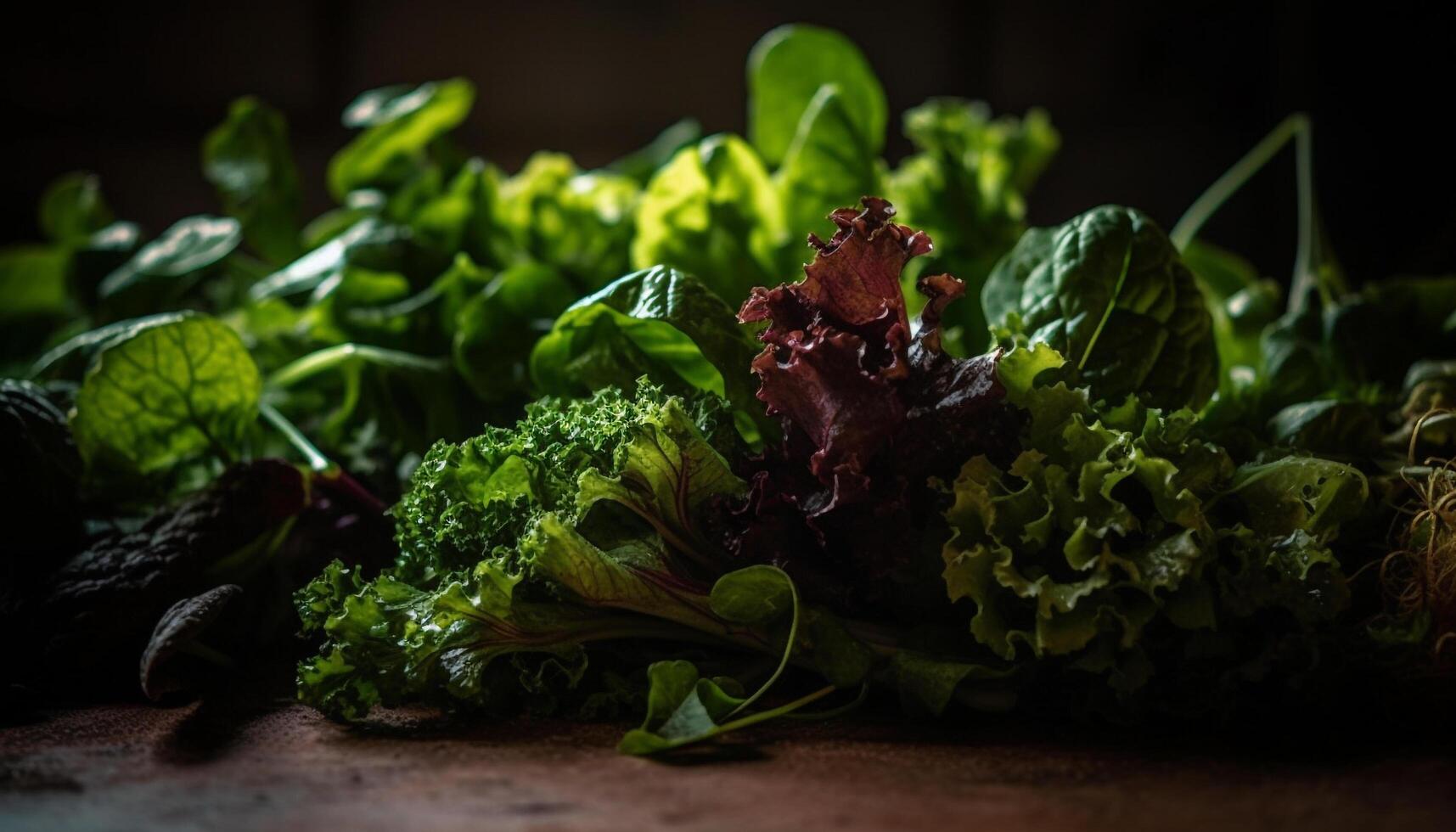 Organic salad bowl with ripe vegetables, a healthy gourmet meal generated by AI photo