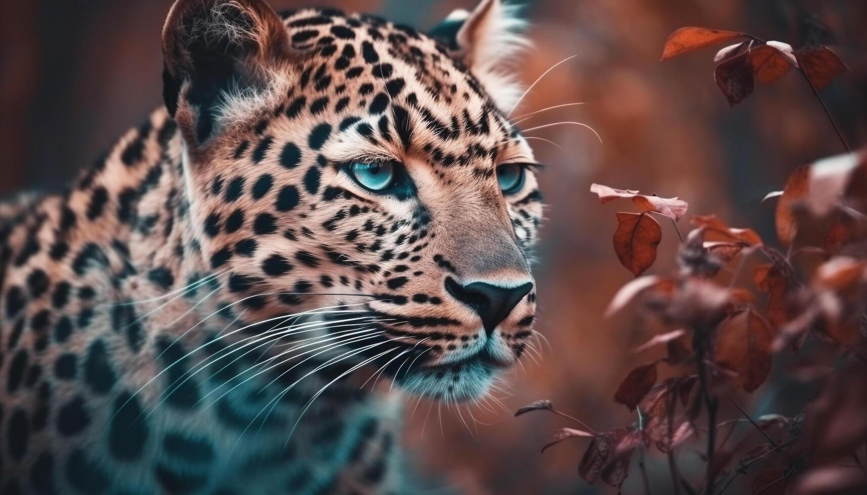 Endangered Bengal tiger staring, majestic beauty in nature wilderness safari generated by AI photo