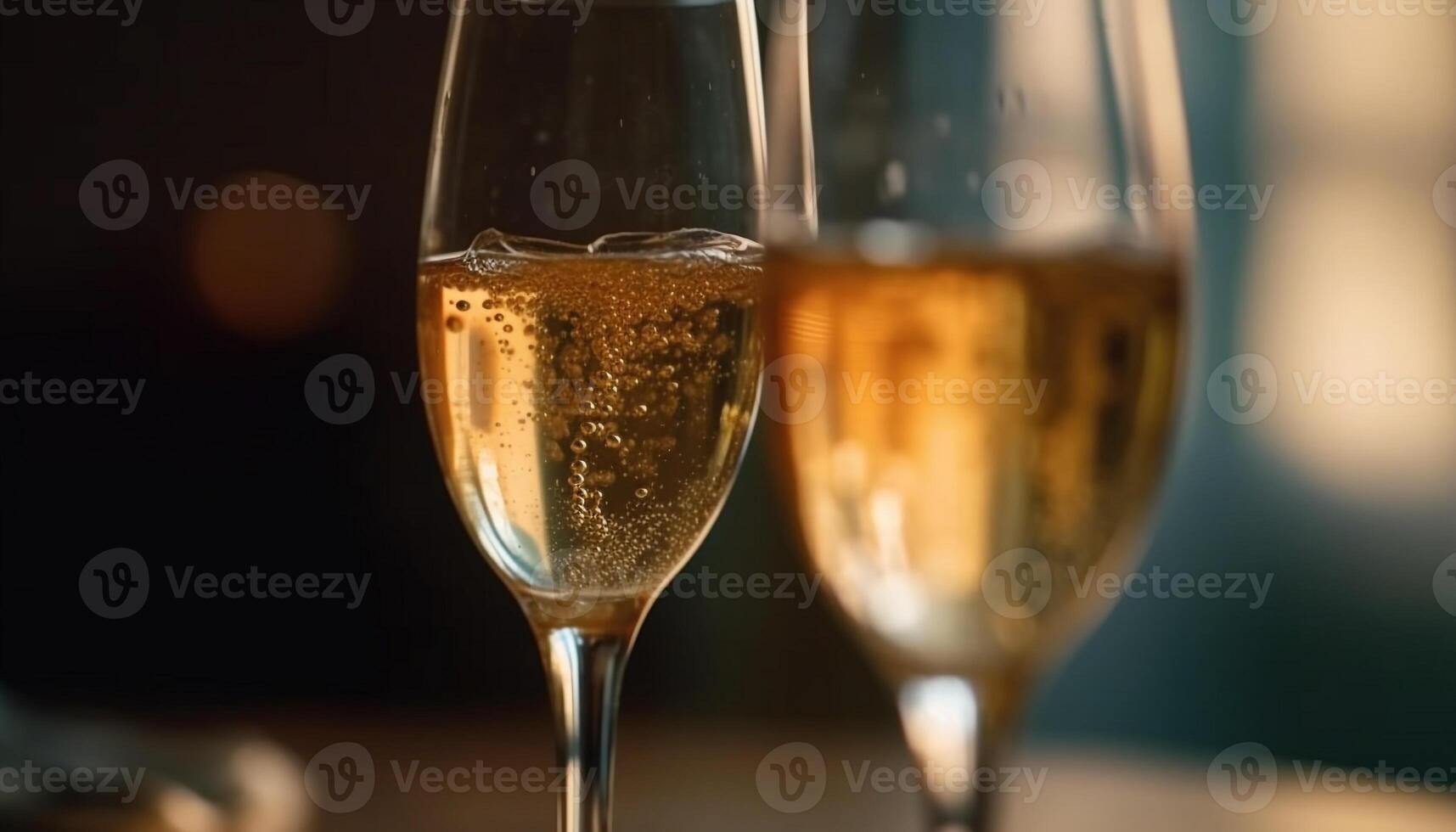 Champagne flute splashing, celebrating success at a luxury party generated by AI photo