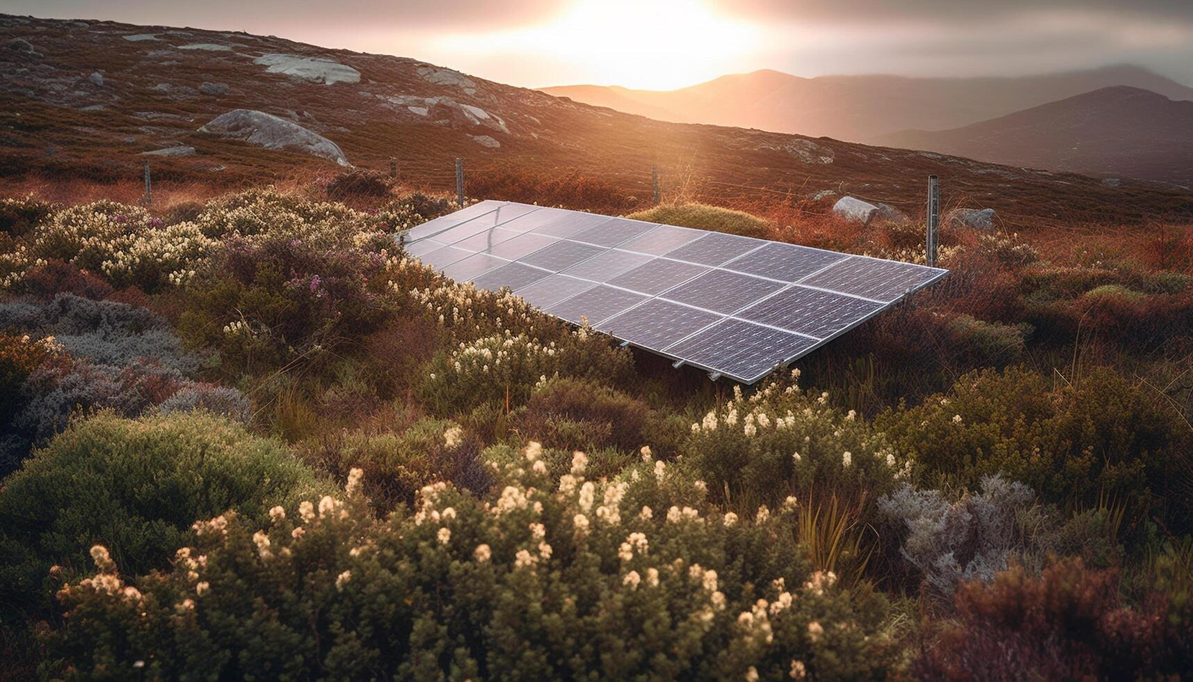 sostenible recursos poder moderno industria con solar y viento energía generado por ai foto