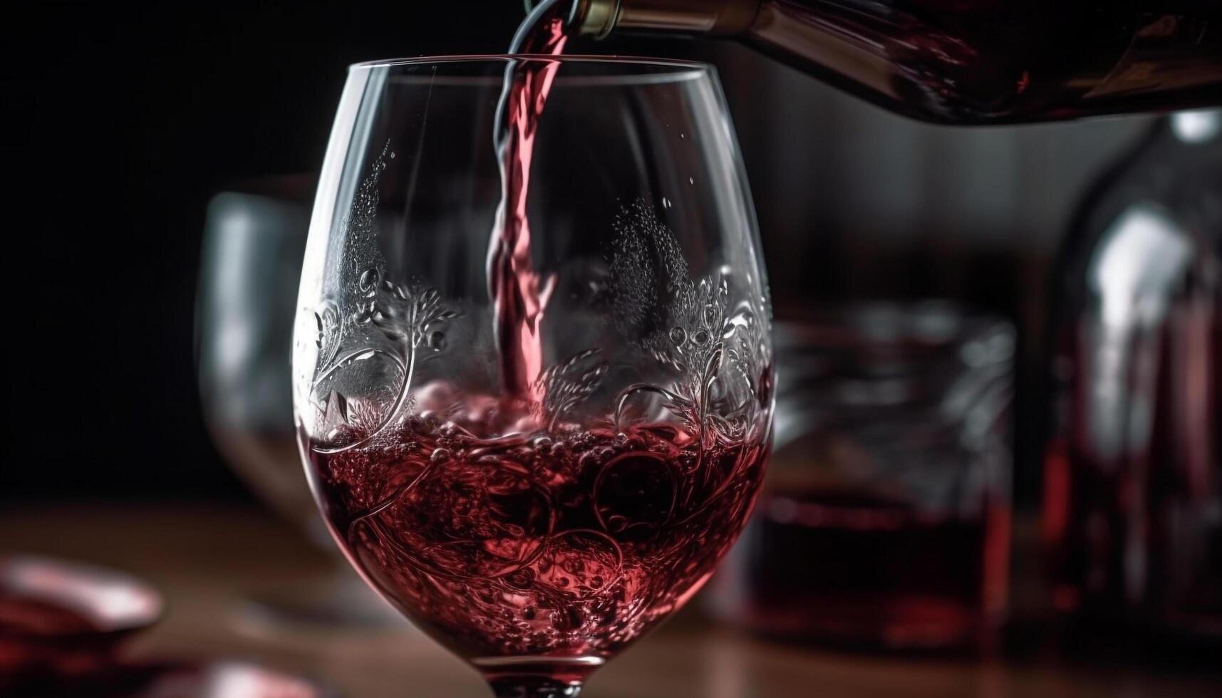 A crystal wineglass filled with refreshing rose wine for enjoyment generated by AI photo