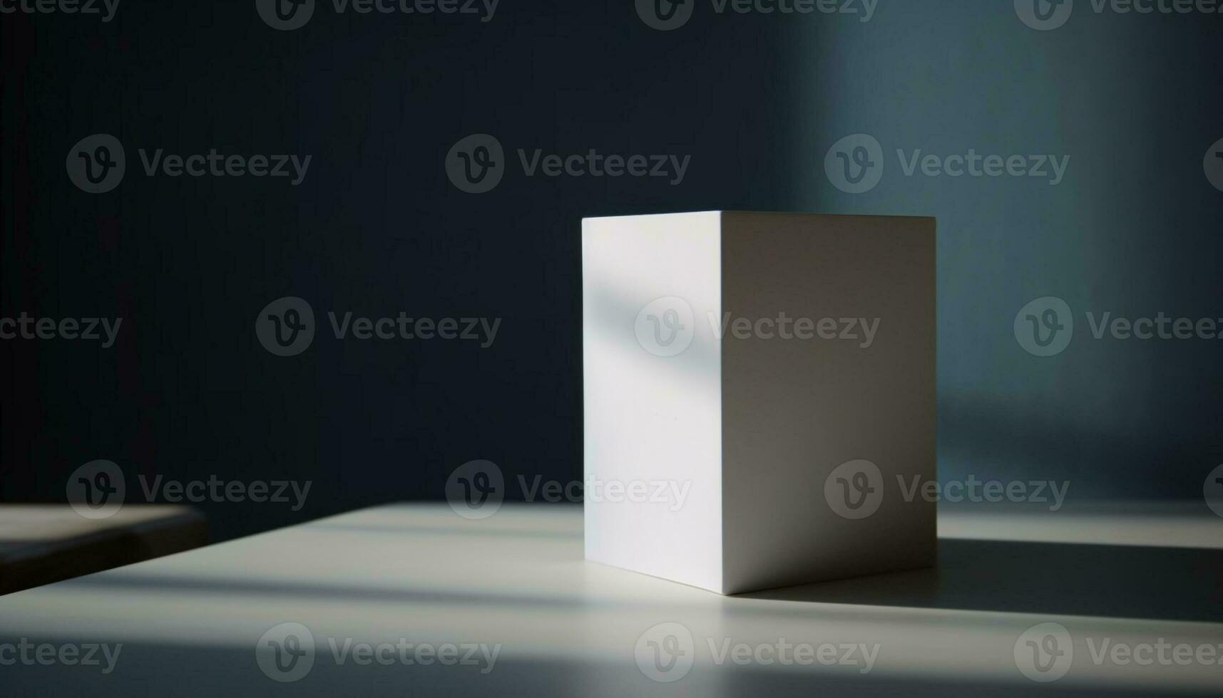 Empty cardboard box on pedestal, modern design for retail packaging generated by AI photo