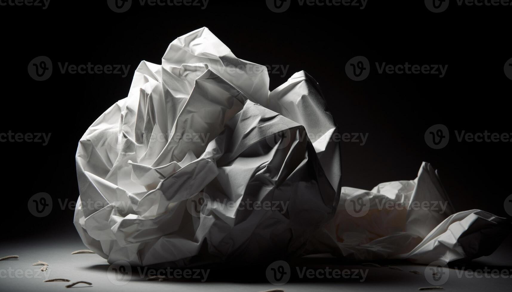 Crumpled paper ball symbolizes rejection of unhygienic environmental concepts generated by AI photo